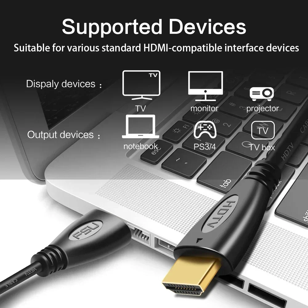FSU Cable HDMI 4K Chapado Oro – Soporte 1080p 3D para HDTV - imagen 4