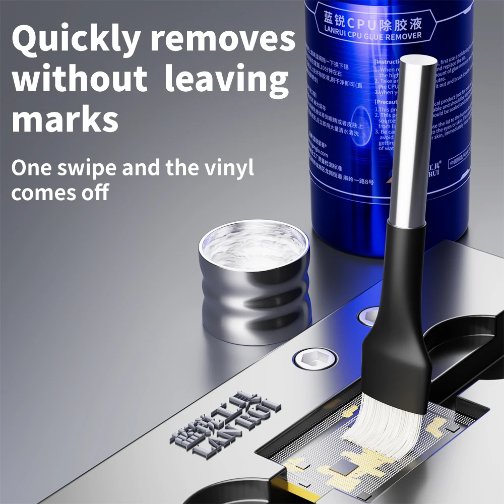 Lanrui-eliminador de adhesivo de chip de CPU, 250ml, ecológico para eliminación sin daños de adhesivo negro de herramienta de CPU de reparación de teléfonos móviles - imagen 4