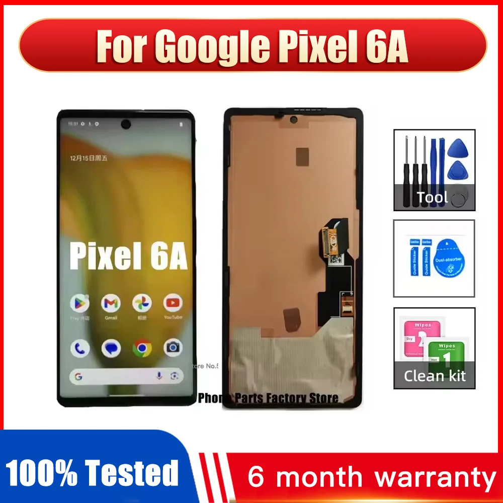OLED para Google Pixel 6A pantalla LCD Panel táctil montaje de digitalizador Pixel 6A GX7AS, GB62Z, G1AZG, GB17L soporte de pantalla