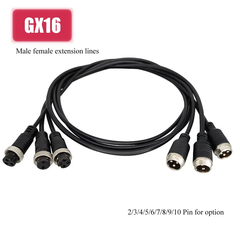 Waterproof GX16 Female Male Extension Line IP67 2 3 4 5 6 7 8 9 Pin Connector Cable f Automobile Monitoring Industrial Equipment