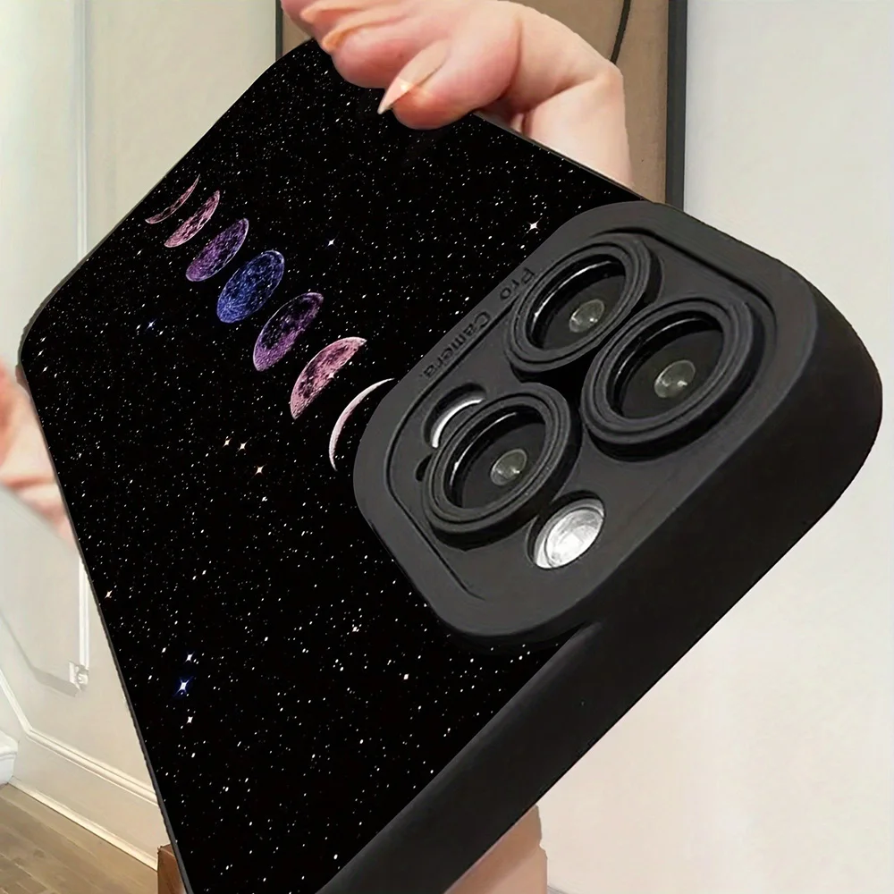 Preciso hueco Luna estrella planeta brillo Eclipse pintado funda de teléfono para iPhone 17 16 Pro Max 15 14 13 12 11 XS XR 7 8 Plus cubierta - imagen 4