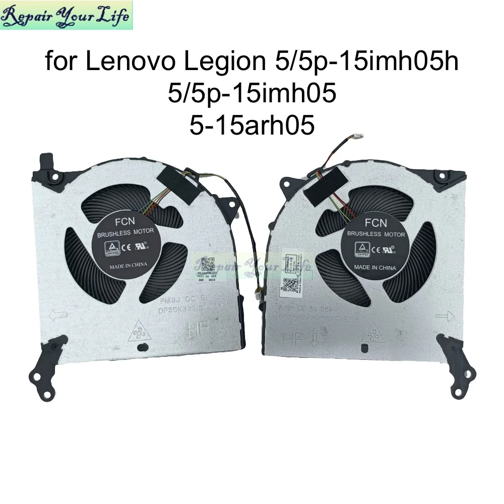 Ventilador de refrigeración CPU GPU para Lenovo Legion 5-15IMH05 5P-15IMH05H 82AW 5-15ARH05 82B5 81Y6 radiador enfriador de ordenador portátil 5F10S13917 FM9H FM9J
