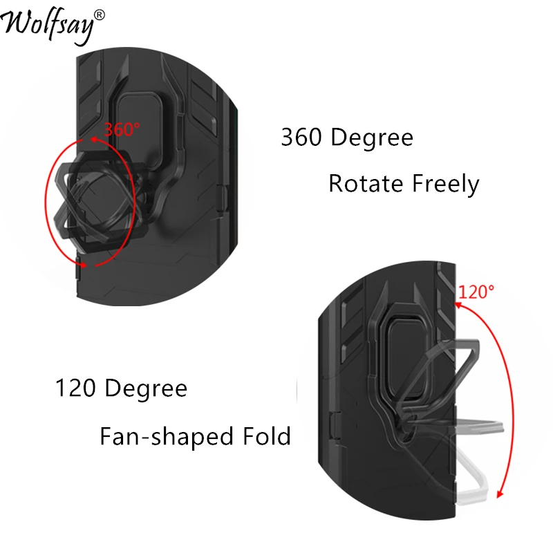 Wolfsay para Vivo iQOO 3 funda, iQOO3 5G soporte para coche fundas de armadura PC dura y funda de silicona suave para Vivo iQOO 3 V1955A con imán - imagen 2