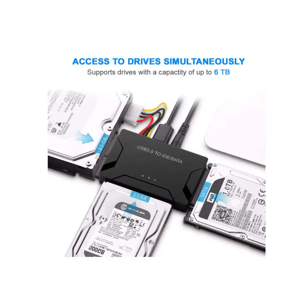 Nuevo lector de disco duro adaptador Universal SATA/IDE a USB 3,0 para HDD externo SSD de 2,5 '3,5 pulgadas Compatible con IDE y SATA - imagen 3