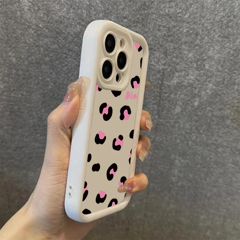 Funda rosa y bonita con estampado de leopardo para iPhone 11 12 13 14 15 16PRO MAX PLUS cobertura completa de lentes prevención de caídas funda de teléfono tpu - imagen 2