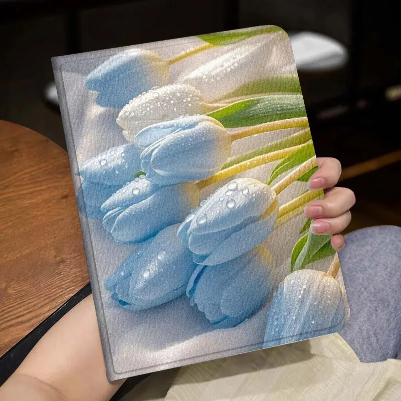 Funda elegante de tulipanes azules para Huawei Honor Tab Magic Pad GT 6 X9 X8A X8 V8 V7 9 8 2 3 13,3 10 Pro pulgadas - imagen 3