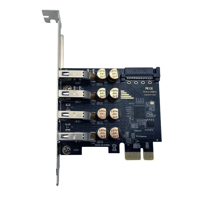 PCIE USB 3,2 5Gbps tarjeta de expansión Riser PCI Express X1 a 4 puertos USB 3,2 HUB adaptador controlador NEC con alimentación SATA para escritorio - imagen 3