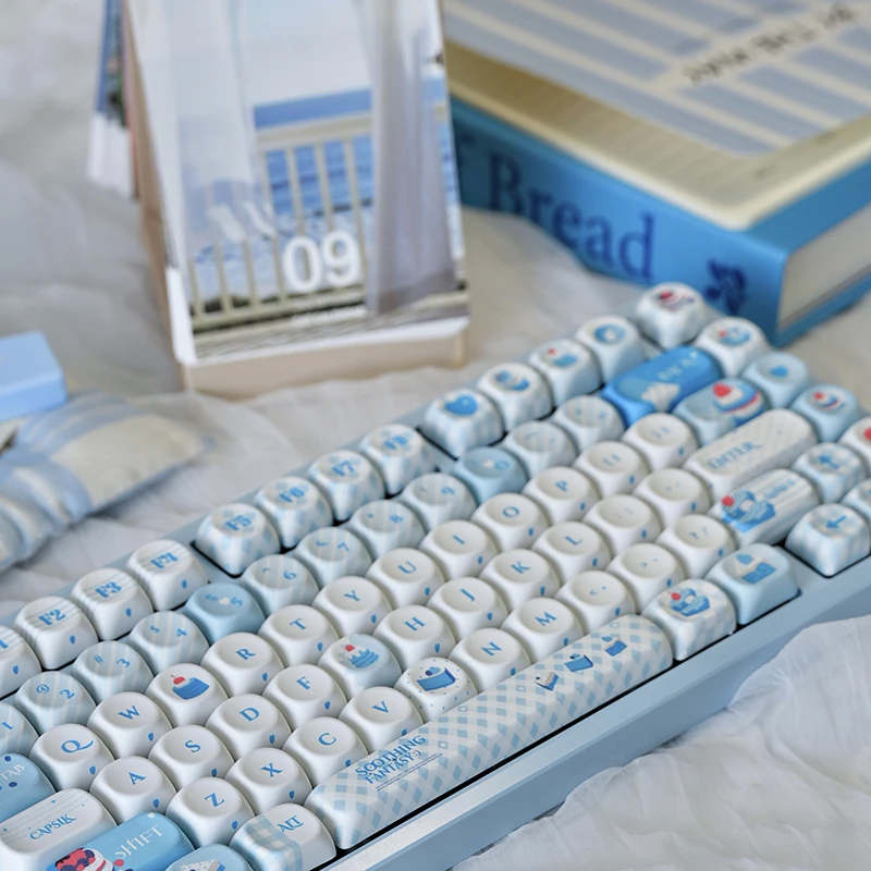 Juego de teclas con tema Blue Sweet Dream, perfil PBT MOA 134/140, teclas originales personalizadas hechas a mano para accesorios de teclado mecánico - imagen 3