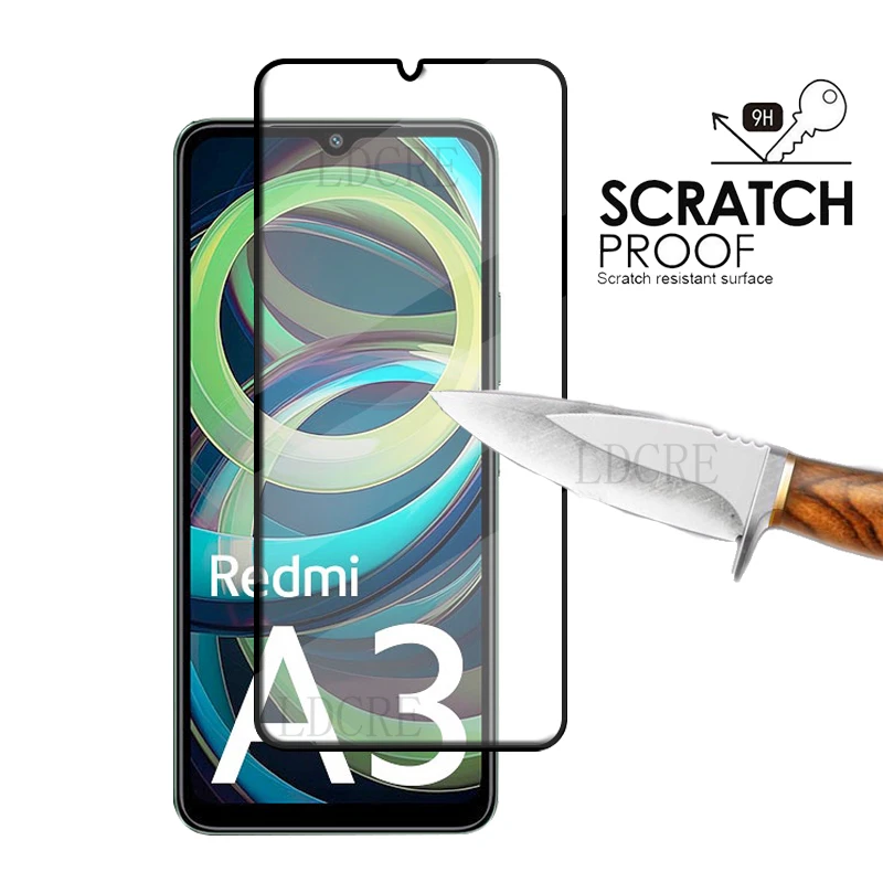 6 en 1 para Redmi A3 vidrio para Xiaomi Redmi A3 vidrio templado 9H pegamento de cubierta completa 9H Protector de pantalla para Redmi A 3 A3 lente de vidrio - imagen 4