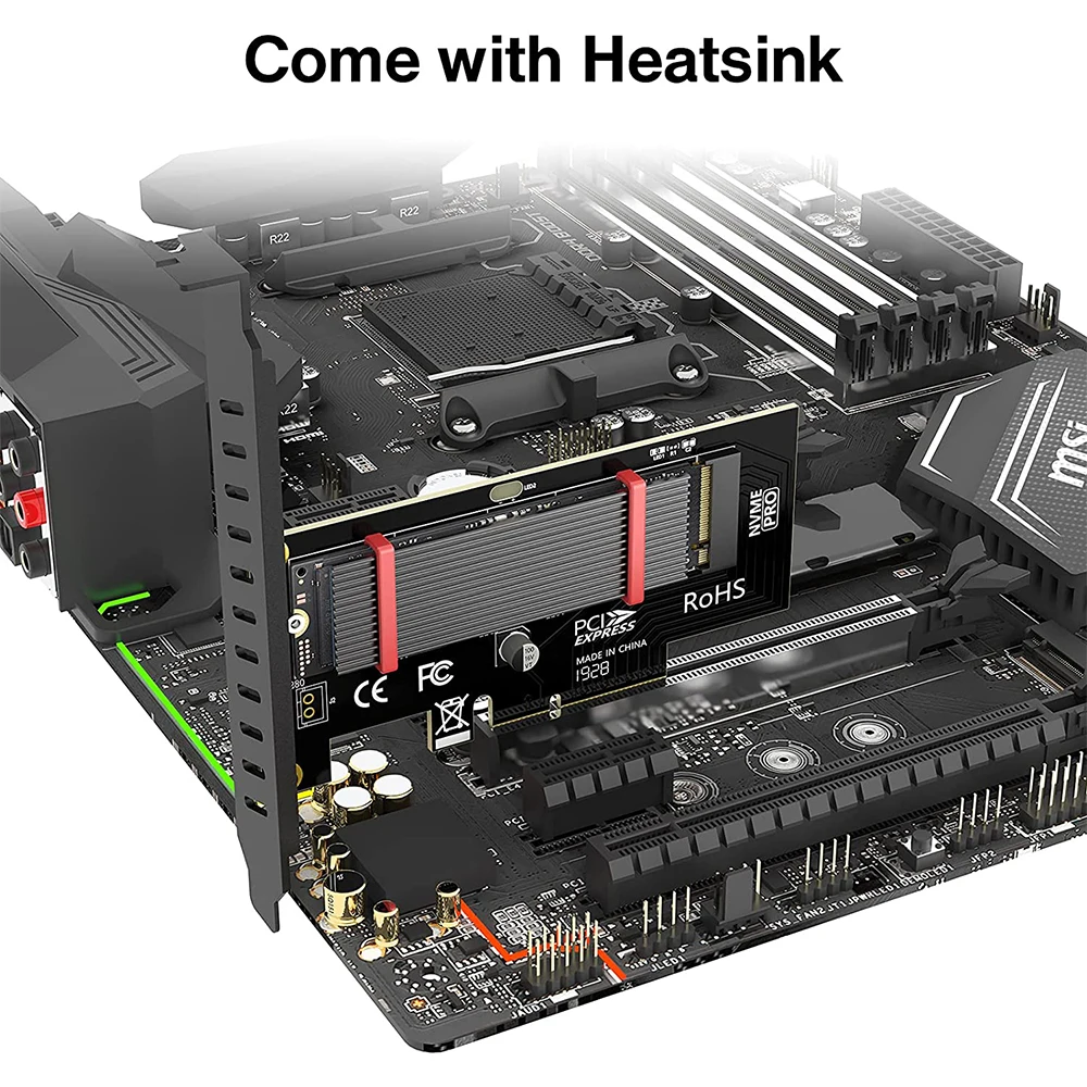 Adaptador JEYI PCIe a NVMe con disipador térmico SSD de aluminio, tarjeta de expansión 64Gbps M.2 ssd Gen4 PCIe 4,0 X4 X8 X16 para escritorio - imagen 5