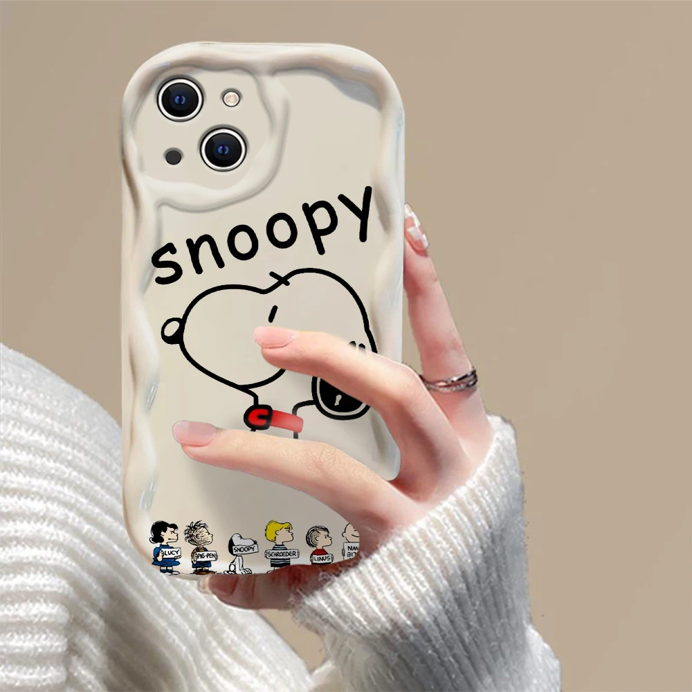 Funda de silicona suave para iPhone, carcasa bonita de Anime Snoopys 3D Wave para iPhone 15 14 13 12 11 Pro Max Mini X XR XSMAX 8 7 6S Plus - imagen 5