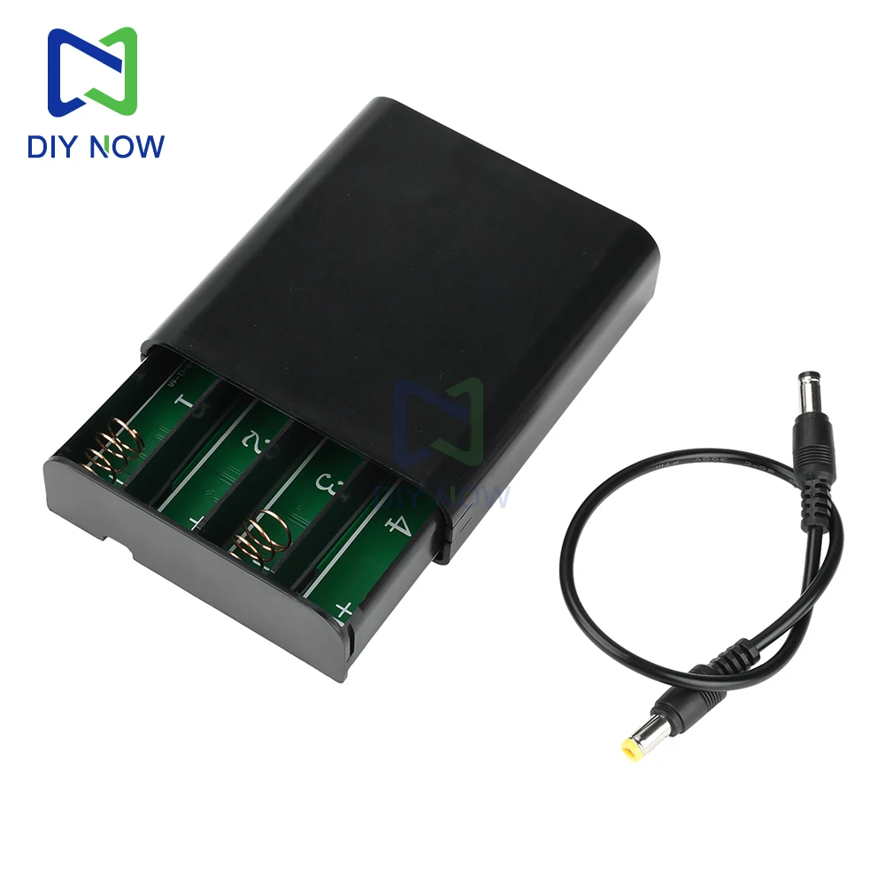 Kit de fuente de alimentación de respaldo de caja de batería de alta potencia sin soldadura 18650 de 4 celdas 5V 16V con interruptor DC5.5 * 2.1mm