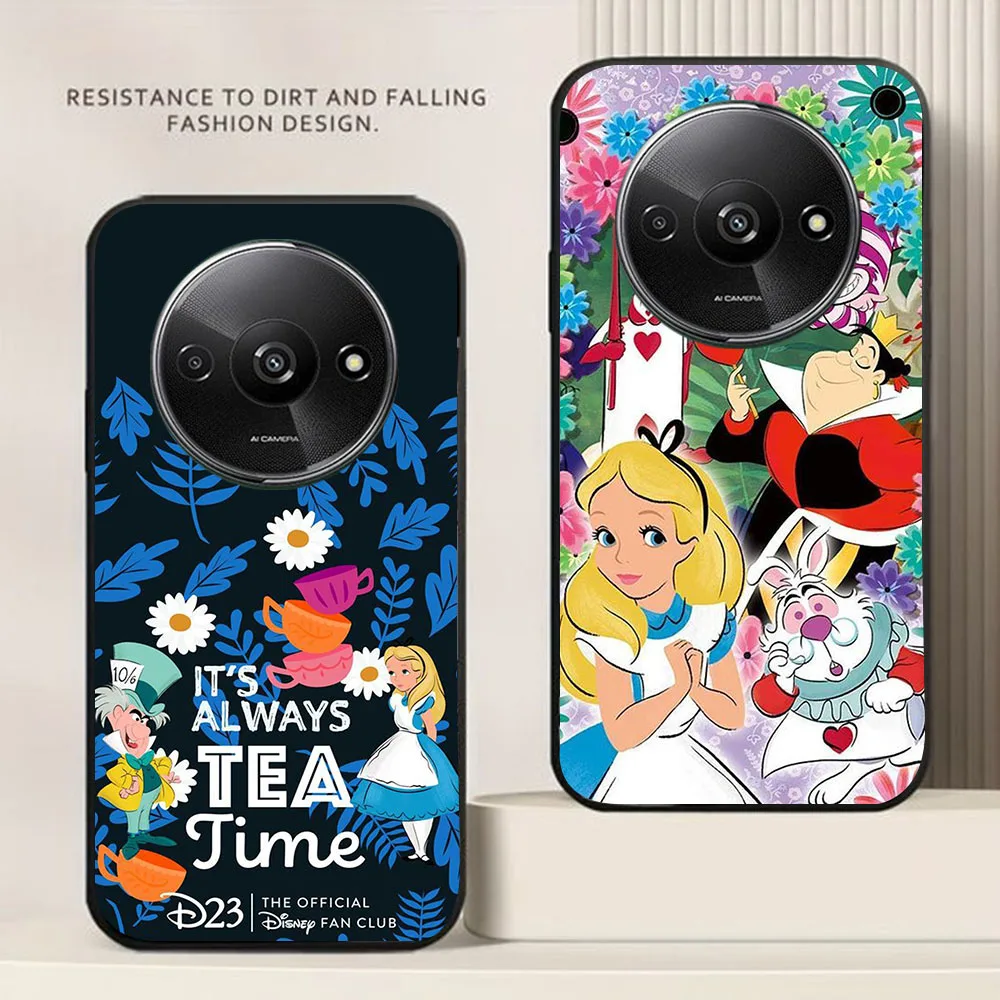 BD-1 Alice en el país de las Maravillas funda negra para Xiaomi Redmi Note 14 14C 14R A4 A3 A3X POCO F2 X3 C75 NFC Pro Plus - imagen 4