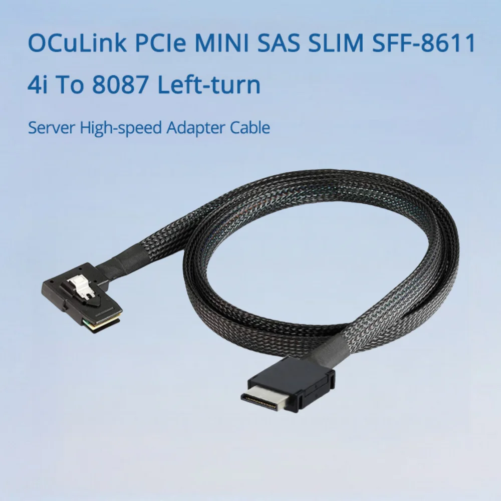 OCuLink PCIe MINI SAS SLIM SFF-8611 4i a 8087 Servidor de giro izquierdo Cable adaptador de alta velocidad Longitud opcional 0,5 M 1 M