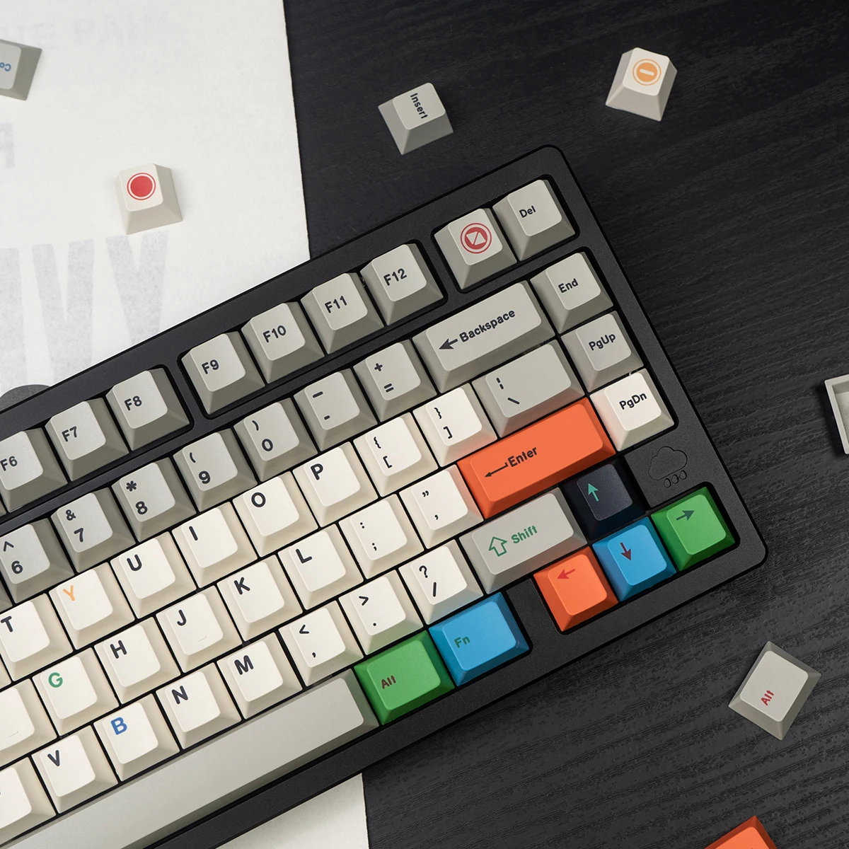 Teclas con temática de semáforo Retro de 161 teclas, teclas PBT, perfil de cereza, teclas personalizadas sublimadas por tinte para Lucky V2 Wooting - imagen 4