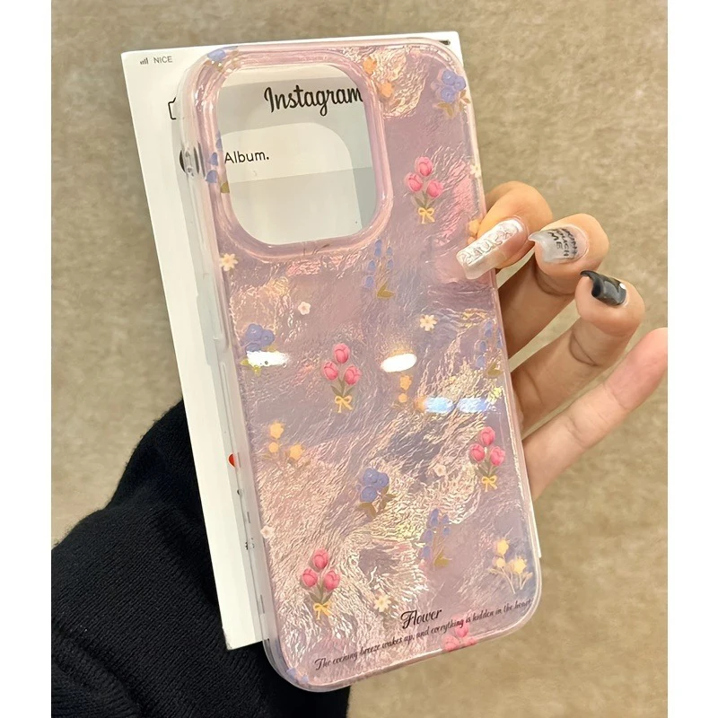 Funda de teléfono transparente de gasa con flores rosas y tulipán para iPhone 17 16 15 14 13 12 11 Pro Max XS XR X 7 Plus, funda suave de silicona - imagen 4