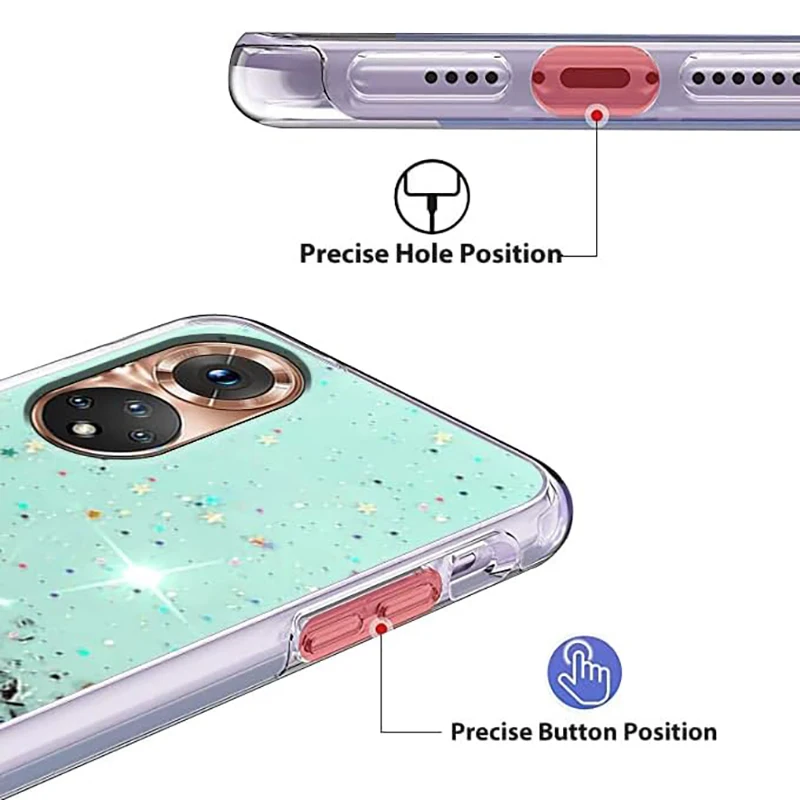 Funda de silicona con purpurina de lujo para Huawei Honor 20 Lite 30 50 60 70 80 Pro Rus 20s 30s 50 Se, funda trasera suave ultrafina - imagen 3
