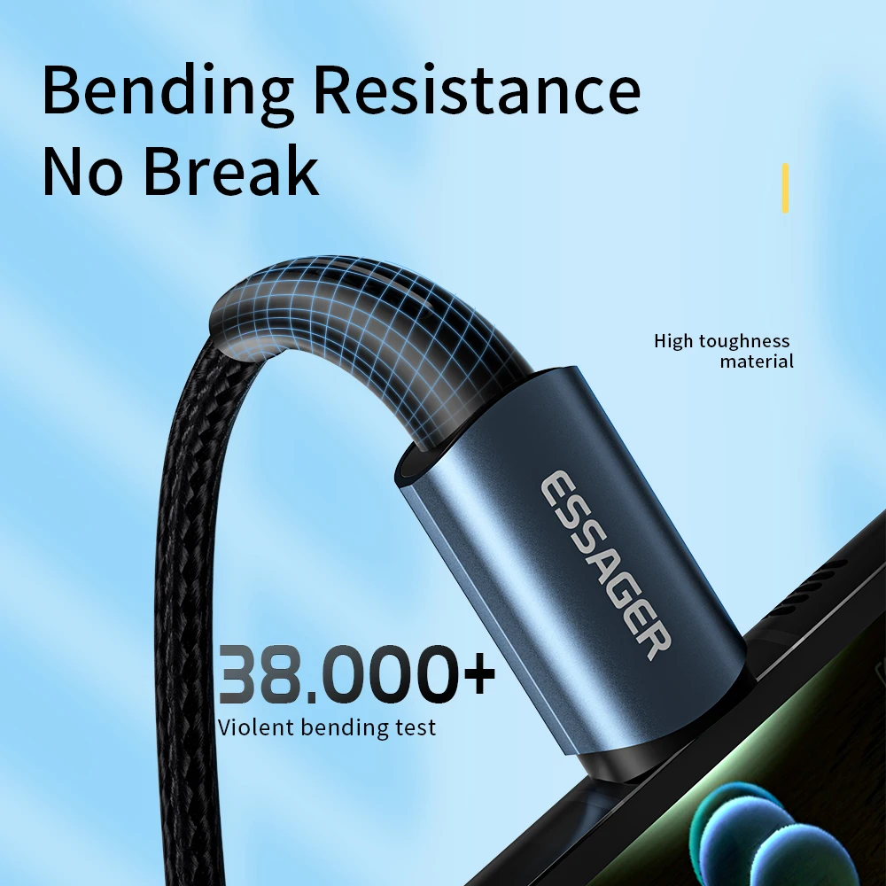 Cable Essager USB C 100W PD QC 4,0 3,0 Cable USB tipo C Cable de carga rápida tipo C para MacBook Pro Samsung Xiaomi Cable de carga - imagen 5