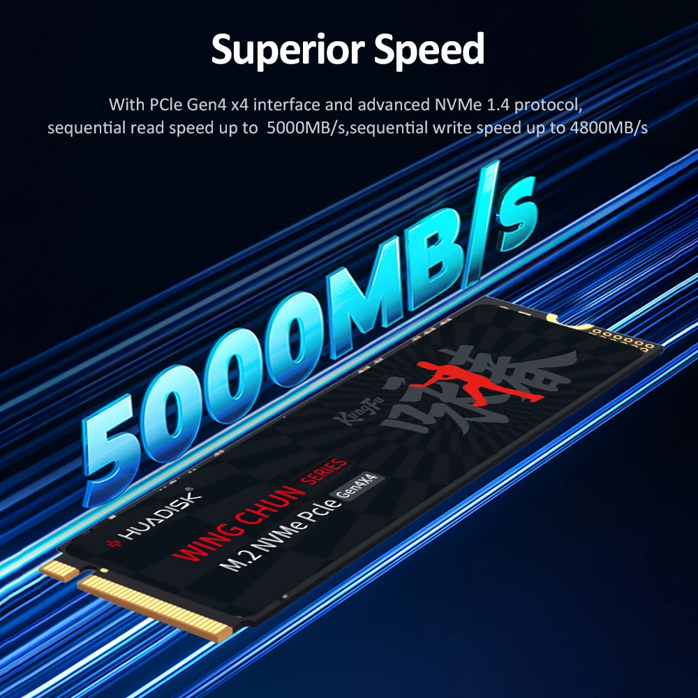 HUADISK SSD NVMe M2 PCIe4.0x4 512GB 1TB 2TB 5000MB/s Disco duro interno de estado sólido para PlayStation5/PS5 - imagen 2