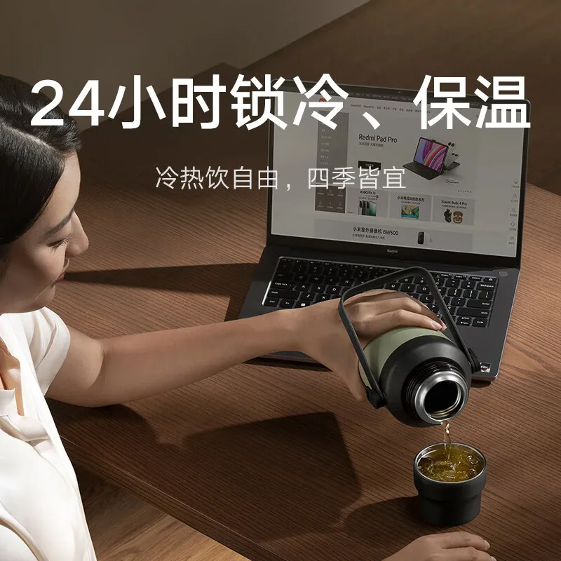 Xiaomi-termo de acero inoxidable de gran capacidad, 1000ml, vaso aislado portátil con cuerda, botella térmica - imagen 5
