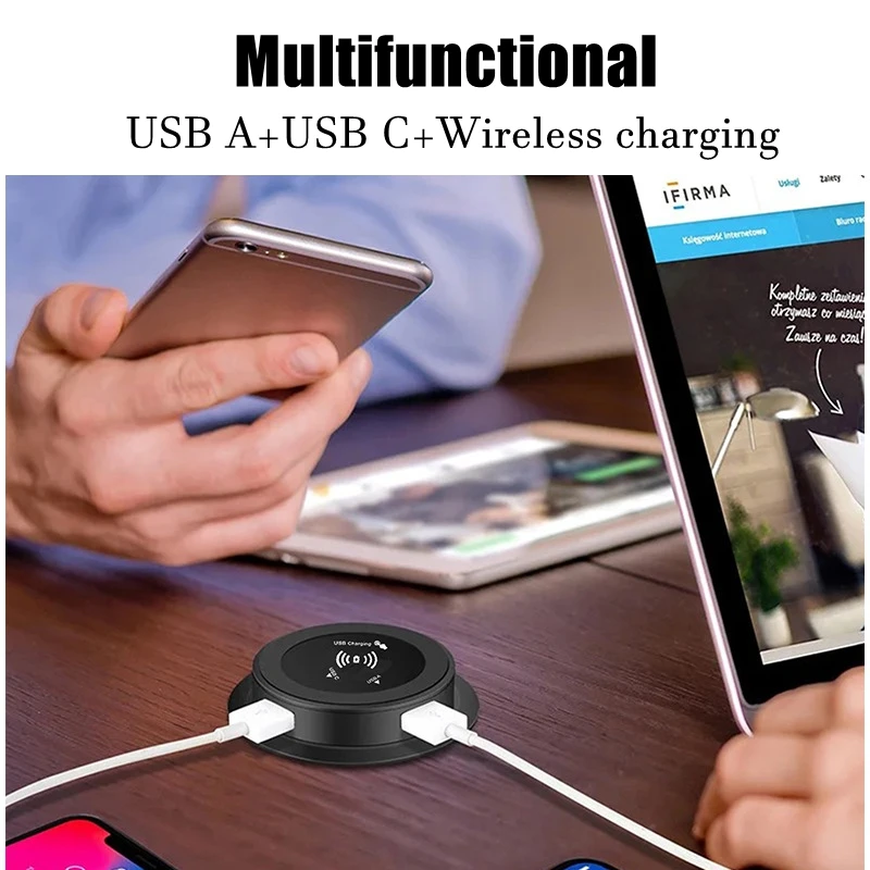 Cargador inalámbrico rápido multifuncional 3 en 1 de 30W, cargador inalámbrico rápido integrado de escritorio emergente con puerto USB para teléfono inteligente - imagen 4