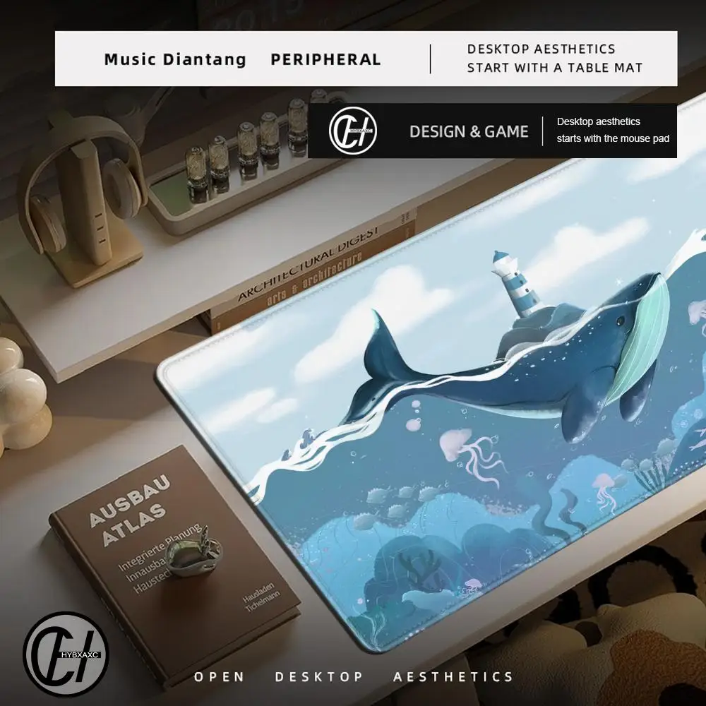 Alfombrilla de ratón de ballenas marinas, accesorios grandes para juegos, alfombrilla para teclado, ilustraciones artísticas, alfombrilla para ratón Xxl Pc Gamer, alfombrillas de escritorio de 40x90 - imagen 5