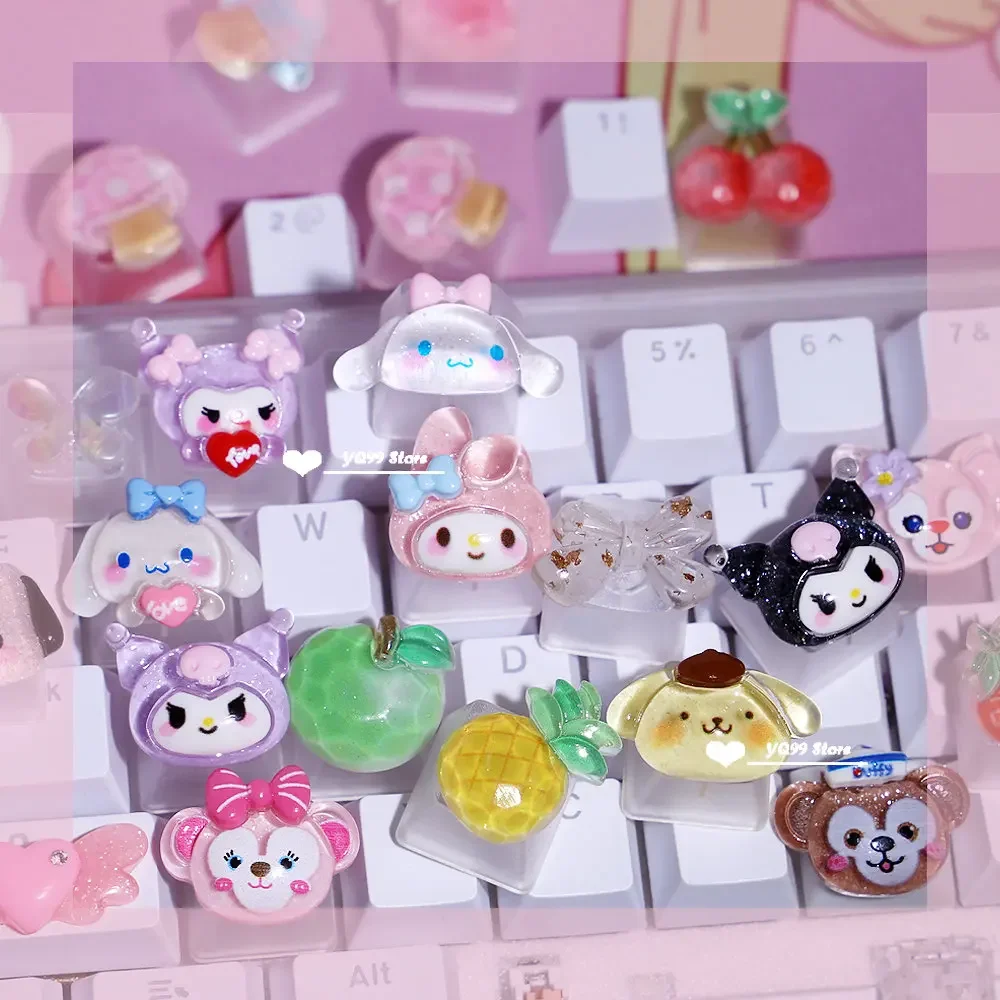 Teclas translúcidas de dibujos animados de Anime con personalidad para niña, bonitas teclas tridimensionales con retroiluminación de frutas, Teclado mecánico, 1 ud. - imagen 2