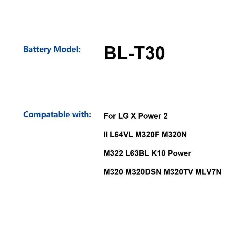 Mobile Phone Battery BL-T30 4500Mah For LG X Power 2 II L64VL M320F M320N M322 L63BL K10 M320 M320DSN M320TV MLV7N