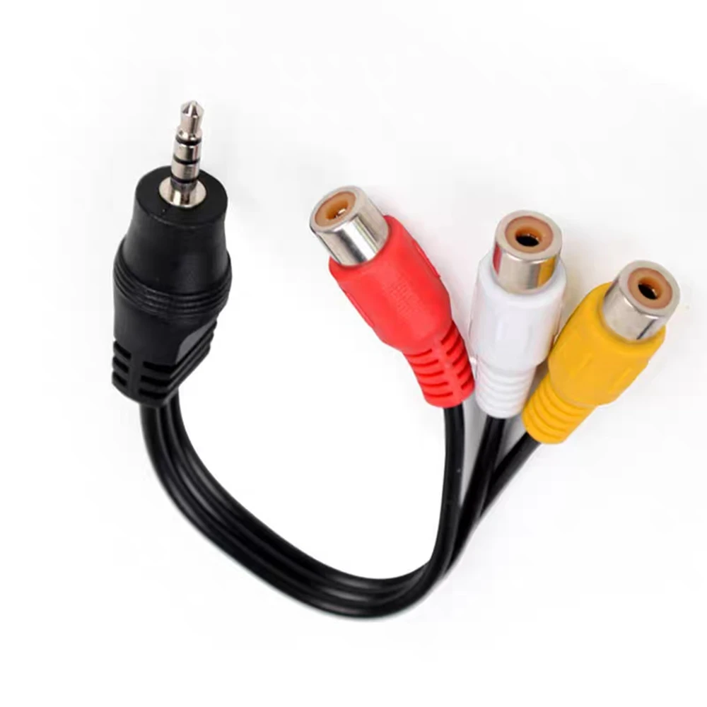 Enchufe de ángulo jack de 3,5mm a 3 adaptadores RCA hembra a 3,5 conectores hembra de audio auxiliares, adecuado para 6 mi6 Letv 2 Pro 2 Max2