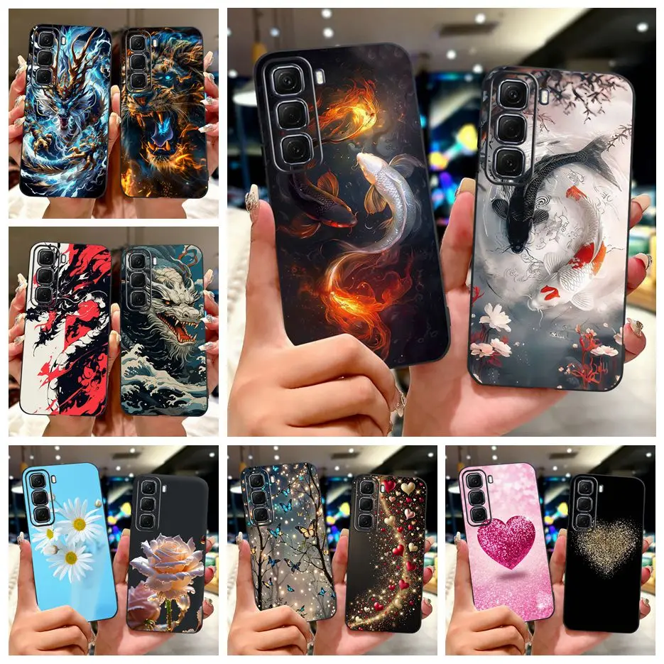 For Infinix Hot 50 Pro Plus Case X6880 Cute Lucky Koi Cover Soft TPU Phone Case For Infinix Hot 50 Hot50 Pro 4G X6881 X6882 Bags