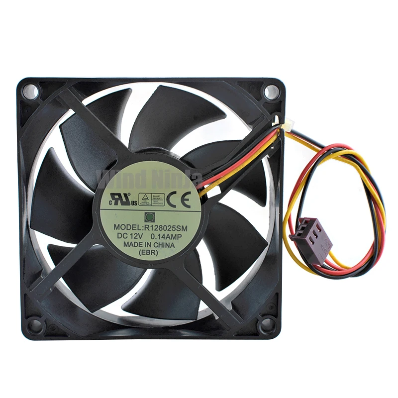R. 128025 SM 8 cm X 80 mm X 25 mm DC12V 0.14A Ventilador de enfriamiento silencioso con monitoreo de velocidad de 3 pines para CPU de fuente de alimentación del chasis - 80x80x25 mm - imagen 3