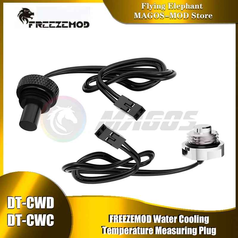 FREEZEMOD enchufe de medición de temperatura de refrigeración por agua 3950 Sensor de termómetro 10K impermeable, corto o largo, DT-CWD DT-CWC