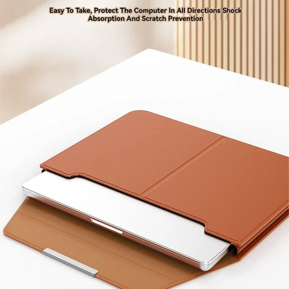 Funda para portátil de 13-14/15-16 pulgadas con soporte, bolsa de transporte multifunción, bolsa de cuero plegable para Macbook Air - imagen 2