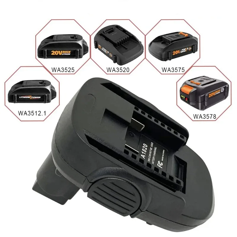 Adaptador de batería WA1820, convertidor de accesorios para batería de litio Worx de 20V para batería de iones de litio Worx de 18/20V a herramienta inalámbrica NI de 18V - imagen 3