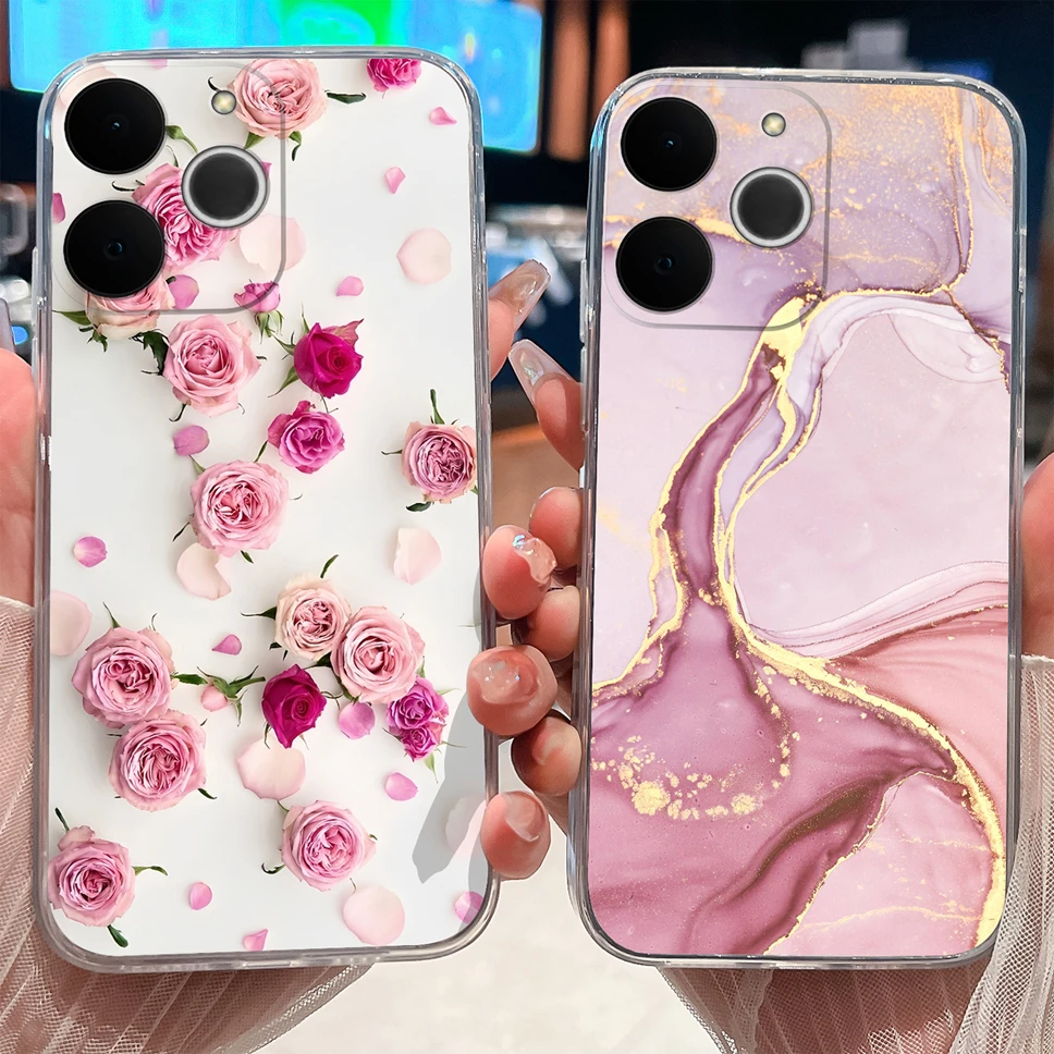 Para Realme Note 70 70T 4G Funda de teléfono flores coloridas suave delgada TPU Funda transparente de silicona para Realme Note70 Funda antideslizante - imagen 2