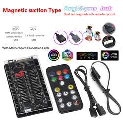 Hub Ventilador ARGB PWM SATA Control Remoto Tríple