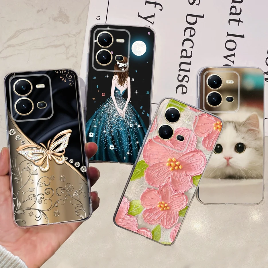 Funda de silicona transparente para Vivo V25 V25e V2201 V2202, cubierta pintada con estilo, Fundas suaves - imagen 4