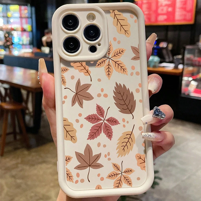 Funda de teléfono artística con hojas de arce Vintage para Xiaomi Poco F7 F6 F5 X6 X5 X3 X7 M6 Pro, funda suave de TPU a prueba de golpes - imagen 2