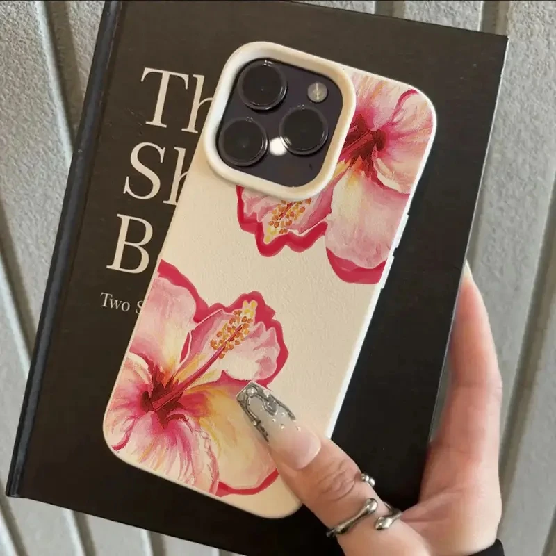 Funda de teléfono con diseño de lichi y acuarela de hibisco rosa elegante para iPhone 16 Pro Max 15 14 11 12 13 Pro XS Max 16E, funda a prueba de golpes - imagen 4