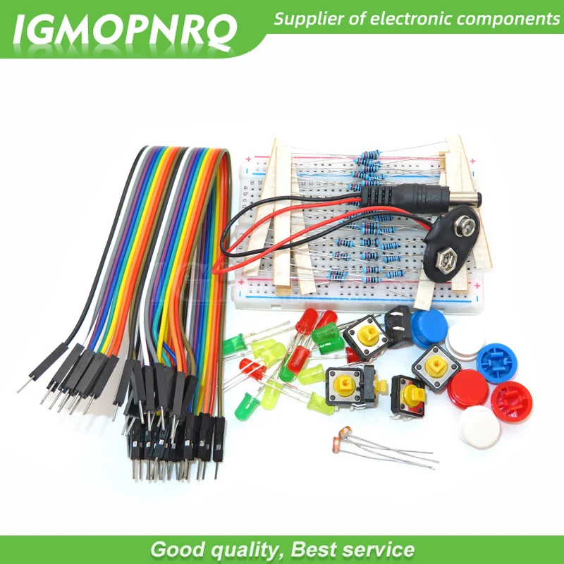 Kit de inicio para UNO R3, Mini placa de pruebas, botón de cable de puente LED para Kit Diy