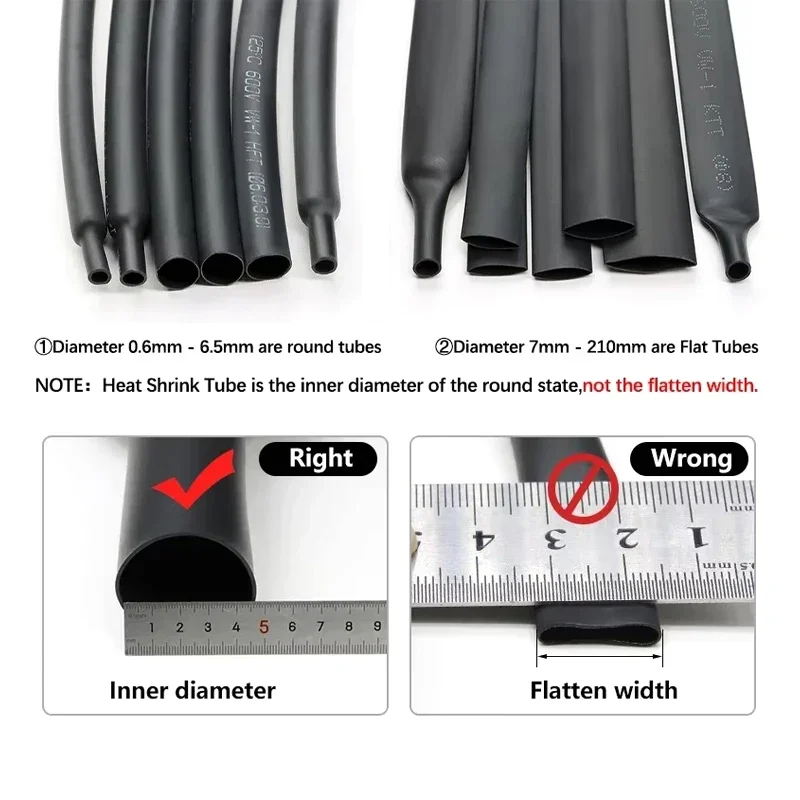 Protector de Cable de Tubo termorretráctil, 1m, 2:1, diámetro de envoltura 1/2/3/4/5/6/8/10/20/30/50mm, manguito de Cable, manguito de Tubo termorretráctil - imagen 2