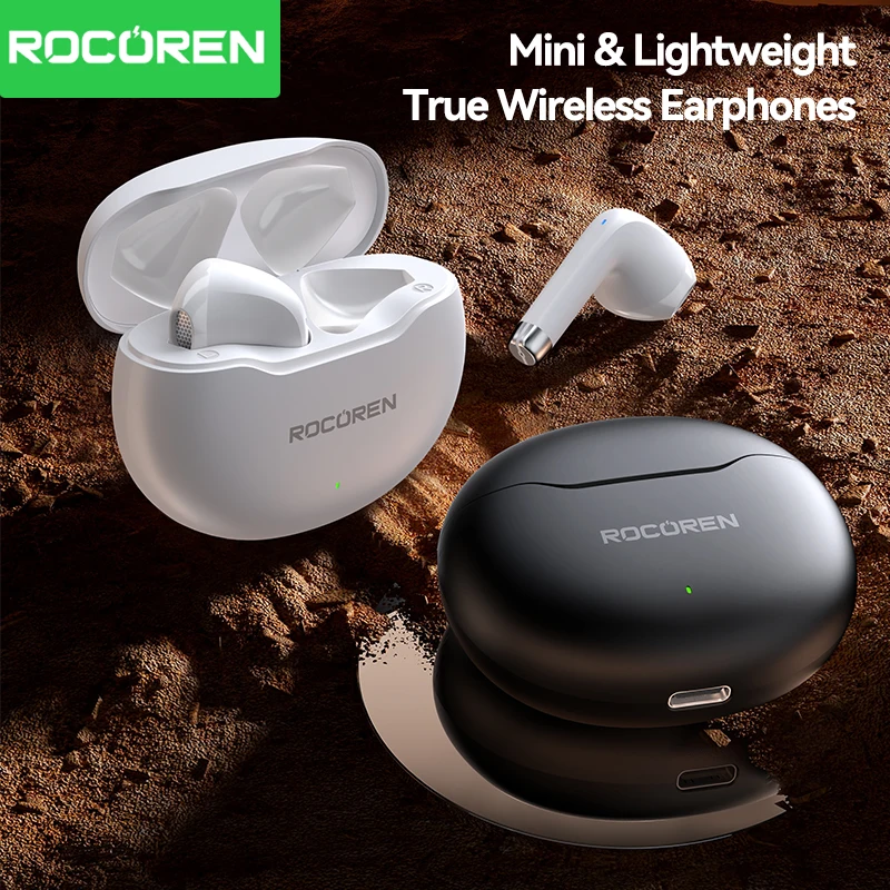 Rocoren Mini auricular inalámbrico Bluetooth R01 TWS Bluetooth 5,3 auriculares intrauditivos con Control táctil auriculares deportivos para juegos - imagen 2
