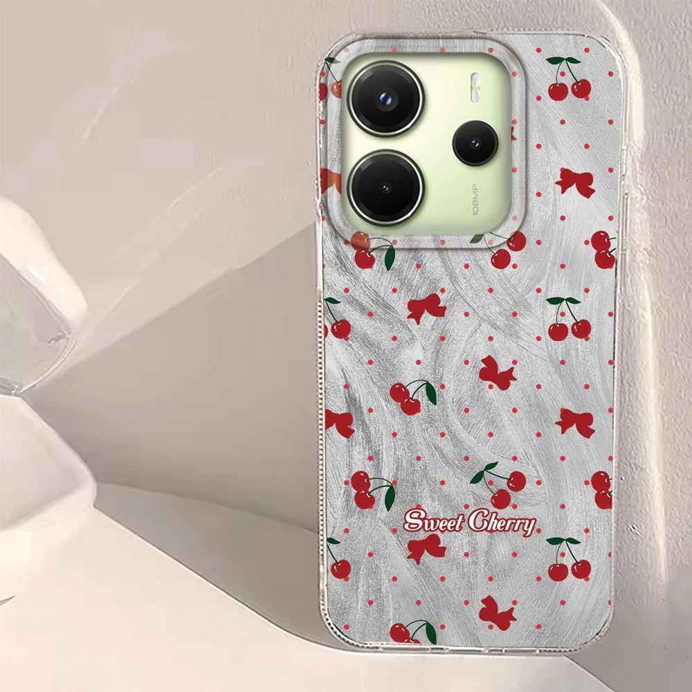 Funda de teléfono con textura de pluma de cereza y puntos circulares para Xiaomi Redmi 13C 14C A5 A3 A4 A3X A1 A2 Note 14 13 12 11 11S 10 Pro - imagen 2