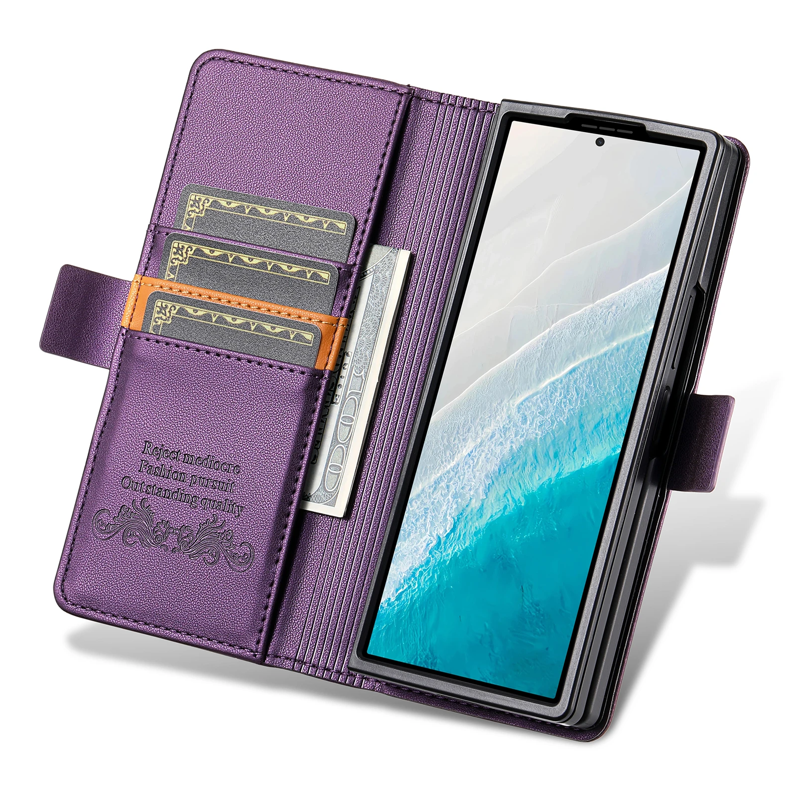 Funda tipo billetera de cuero de lujo para Samsung Galaxy Z Fold 7 6 5 4 3 5G 2025, funda con tapa, libro magnético de negocios ZFold6 Fold7 RFID - imagen 5