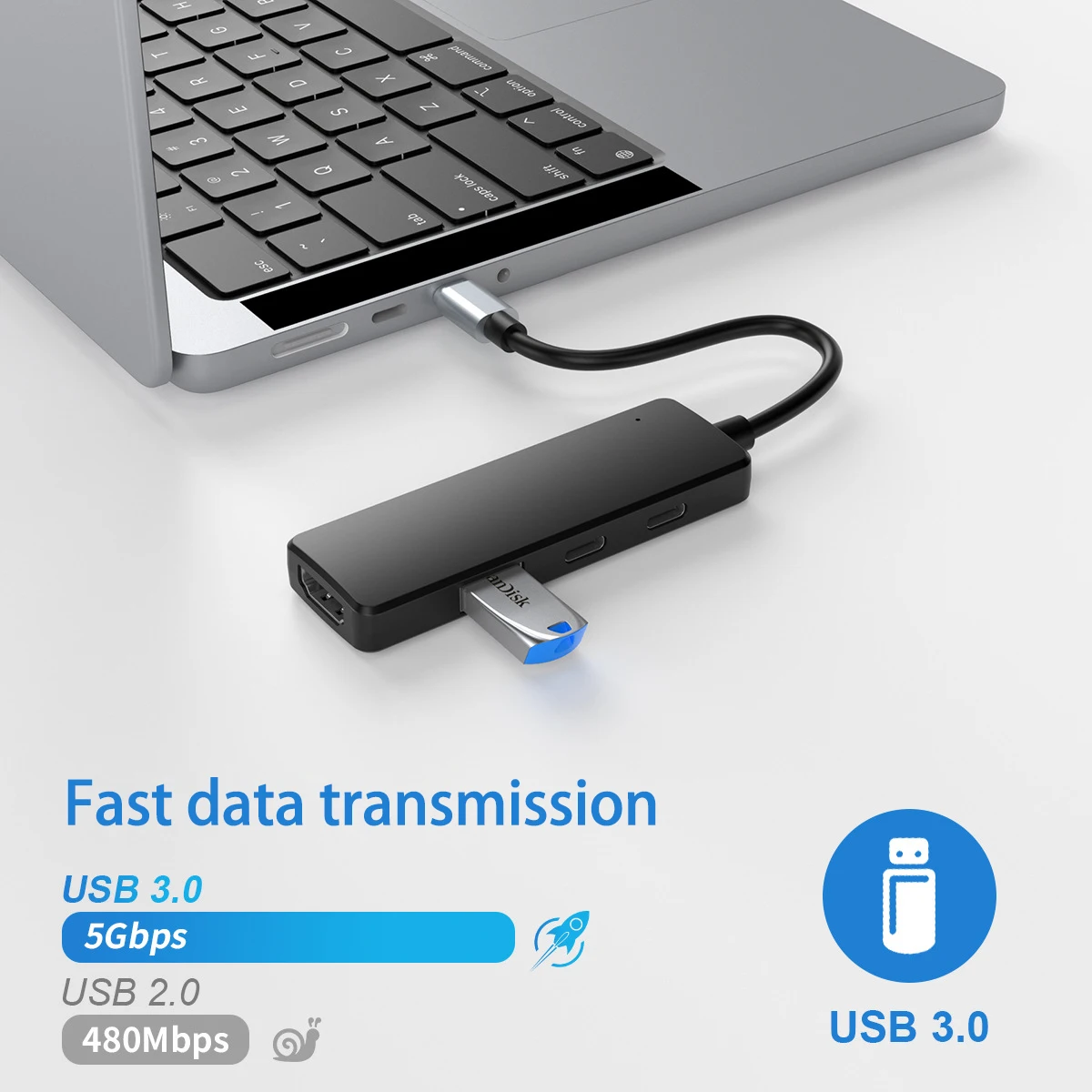 UTHAI TZ04 Uno a cuatro TYPE-C 4K HD HDMI con PD 100W Carga USB 3.0 Transferencia de datos Expansión Dock HUB - imagen 2