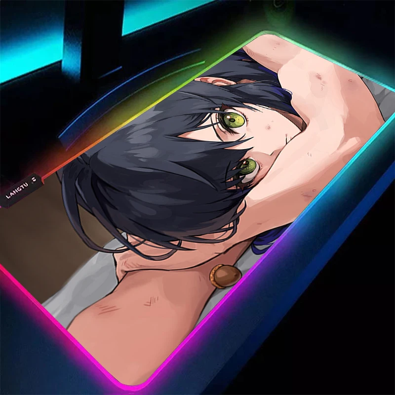 Alfombrilla de ratón LED RGB d-demon Slayer Inosuke, accesorios para PC de oficina, alfombrilla extendida, alfombrilla de ratón de Anime, alfombrilla de escritorio con patrón, alfombrillas de goma para juegos - imagen 5
