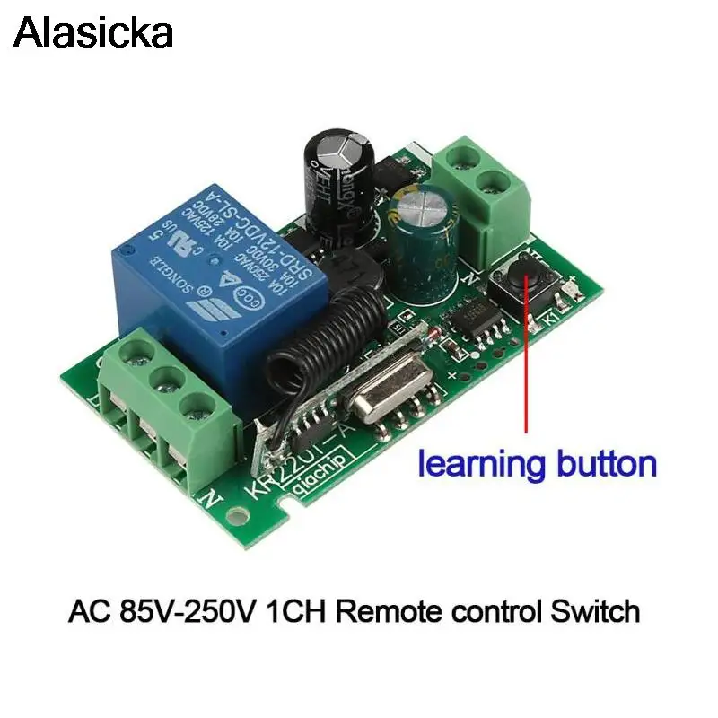 Interruptor de Control remoto inalámbrico Universal, módulo receptor de relé para Motor de puerta de garaje, 433Mhz, CA 250V, 110V, 220V, 1 canal