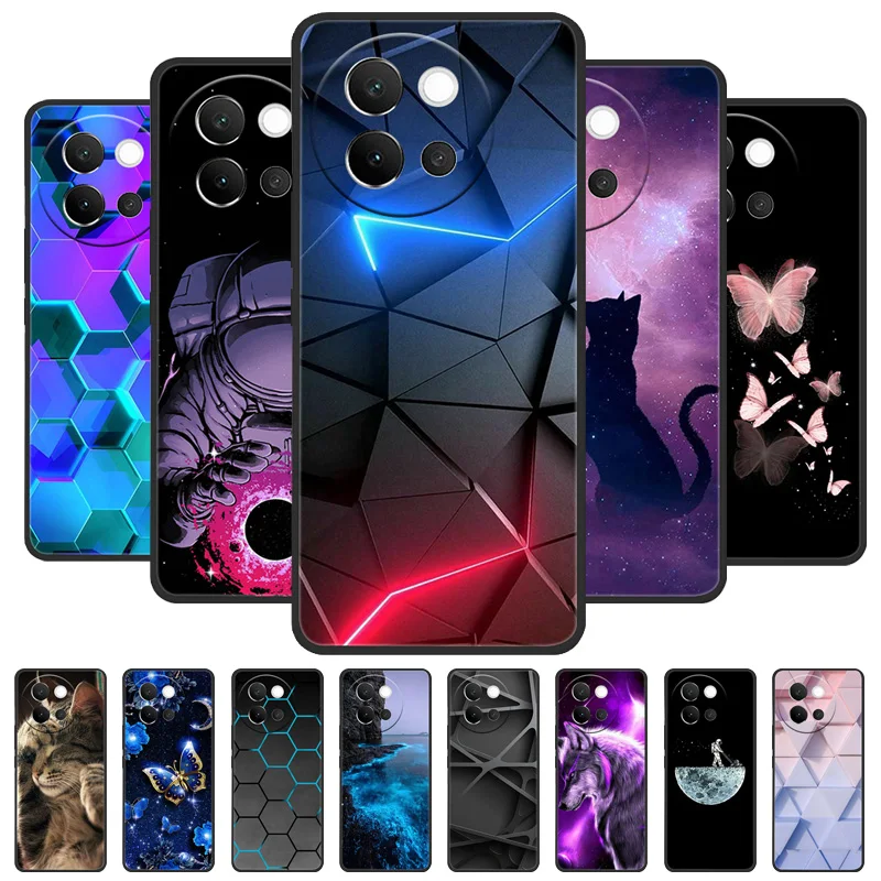 Para VIVO V40 Lite 5G funda de silicona suave parachoques negro TPU para Vivo V40 Lite 5G fundas de teléfono V40Lite fundas traseras a prueba de golpes