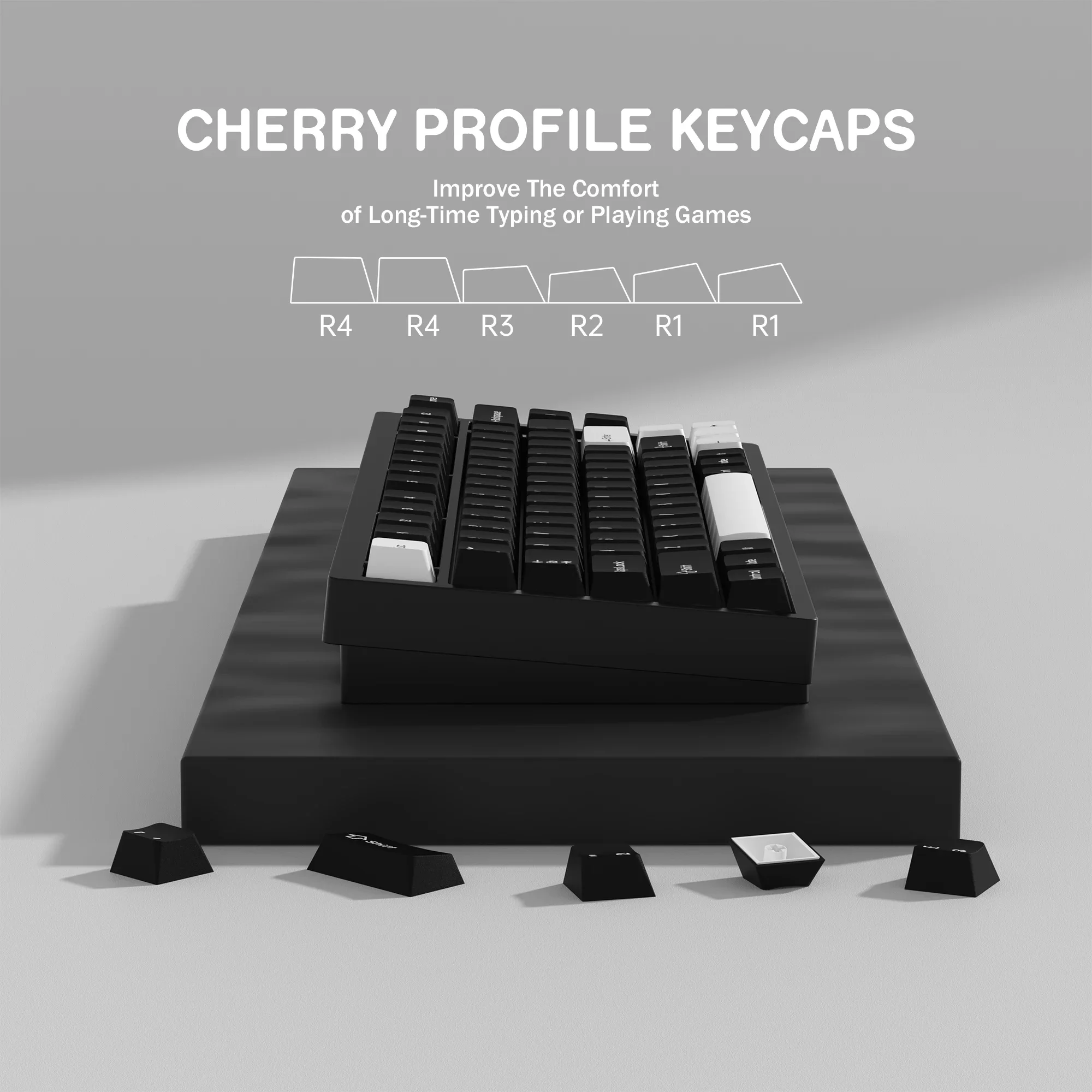 KBDiy-teclas Retro GMK WOB, perfil de cereza, teclas PBT de doble disparo en blanco y negro 7u para teclado mecánico para jugar, juego de teclas - imagen 3