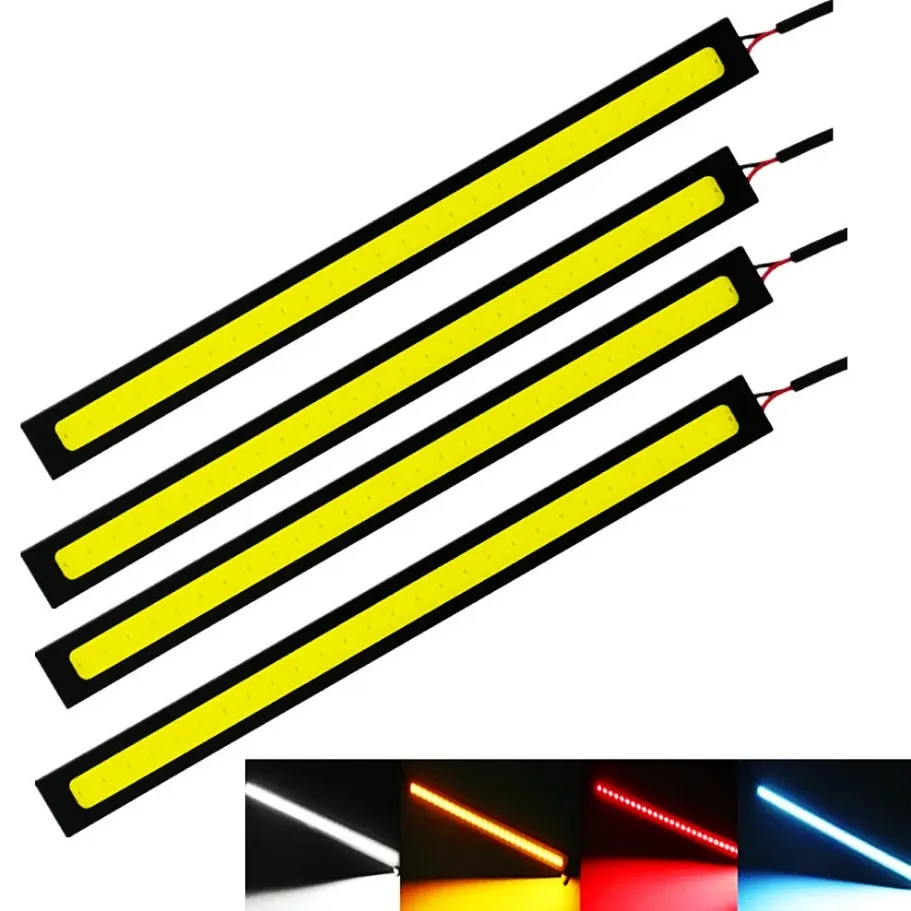 Luces de circulación diurna LED COB impermeables, iluminación de coche, diseño interior de coche, tira de luces de alto brillo, 12V, 6500K, 17cm